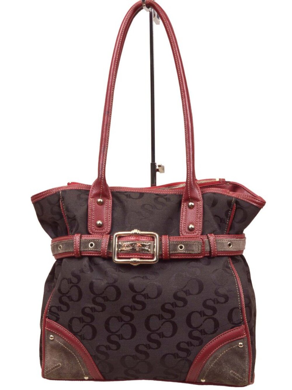 Sophia Caperelli Signature Logo Canvas & Leather Shoulder Bag